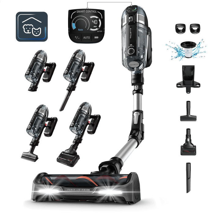 Rowenta X-Force Flex 14,60 Animal Care de Rowenta, Aspiradora sin cable, 200 airwatts, 0,9 L, Pantalla Smart Control, Sistema Flex, Animal Kit