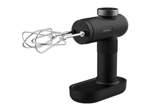 Batidora de mano - Cecotec PowerTwist Battery, 50 W, Recargable USB, 40 min, 6 velocidades, Display LED, Negro