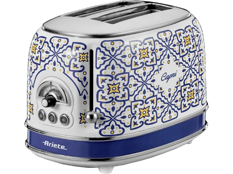 Tostadora - Ariete Capri, 810 W, 2 Ranuras, Rebanadas, 6 Niveles de Tostado, Azul/Blanco
