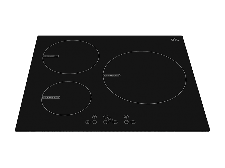 Placa inducción - ok. OBH 3611-1, 3 zonas, Zona grande 18/29 cm, 7200W, 51.7 Negro