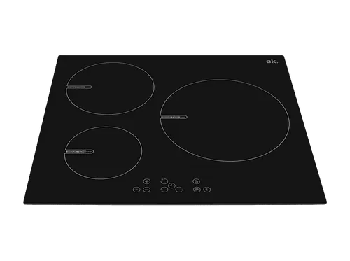 Placa inducción - ok. OBH 3611-1, 3 zonas, Zona grande 18/29 cm, 7200W, 51.7 Negro