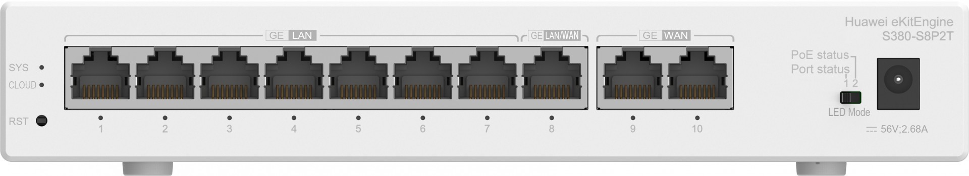 Huawei Gateway S380-S8P2T, 2*GE WAN, 8*GE LAN(PoE+, 124W) 98012180