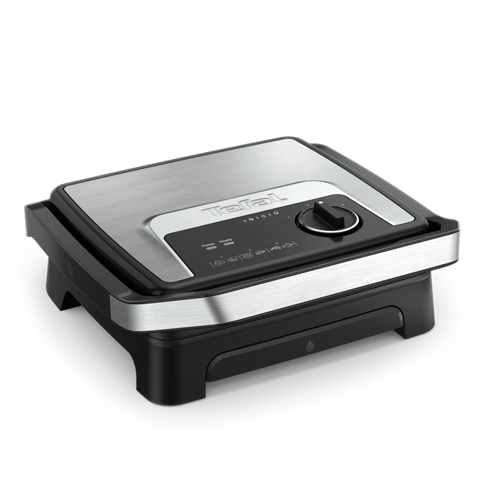 Tefal Inicio Adjust, Plancha de paninis y grill, 2 en 1, Termostato regulable, Gran capacidad, Placas antiadherentes, Bandeja de goteo