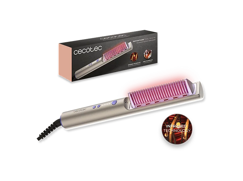 Cepillo alisador - Cecotec InstantCare Lisse iSphere, Infrarrojos, Iones, 140-200ºC, Memoria, Bloqueo, Calentamiento rápido, Autoapagado, Multicolor