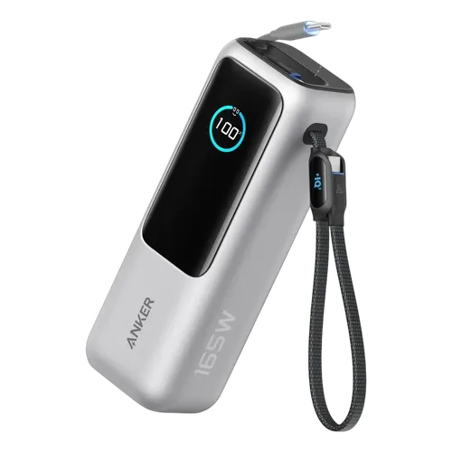 Power Bank Anker Laptop 25000mAh 165W 2xUSB-C Plata Cable USB-C integrado