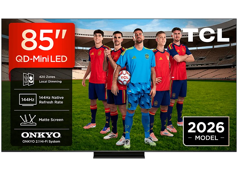 TV QD-Mini LED 85" - TCL 85C6K PRO, UHD 4K, AiPQ Pro Processor (MT9653), Smart con Google TV, Dolby Vision-Atmos, Negro