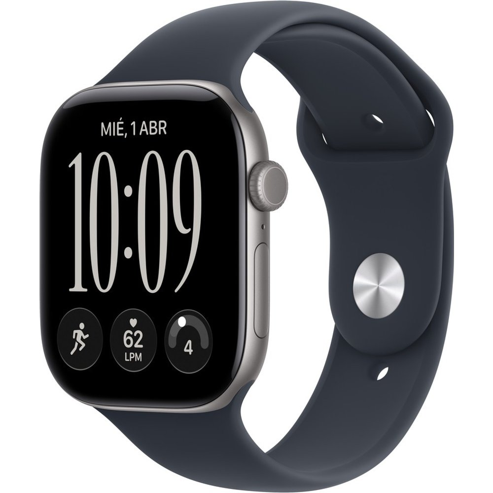 Apple - Apple Watch Series 12 GPS + Cellular 46mm Aluminio Gris espacial con Correa Deportiva Azul Náutico (S-M).