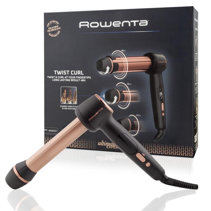 Rowenta Twist Curl Ultimate Experience, Rizador de pelo, 4 ajustes, 3 tamaños de ondas, Tecnología con sensor, Barril ajustable