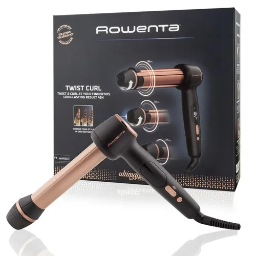 Rowenta Twist Curl Ultimate Experience, Rizador de pelo, 4 ajustes, 3 tamaños de ondas, Tecnología con sensor, Barril ajustable