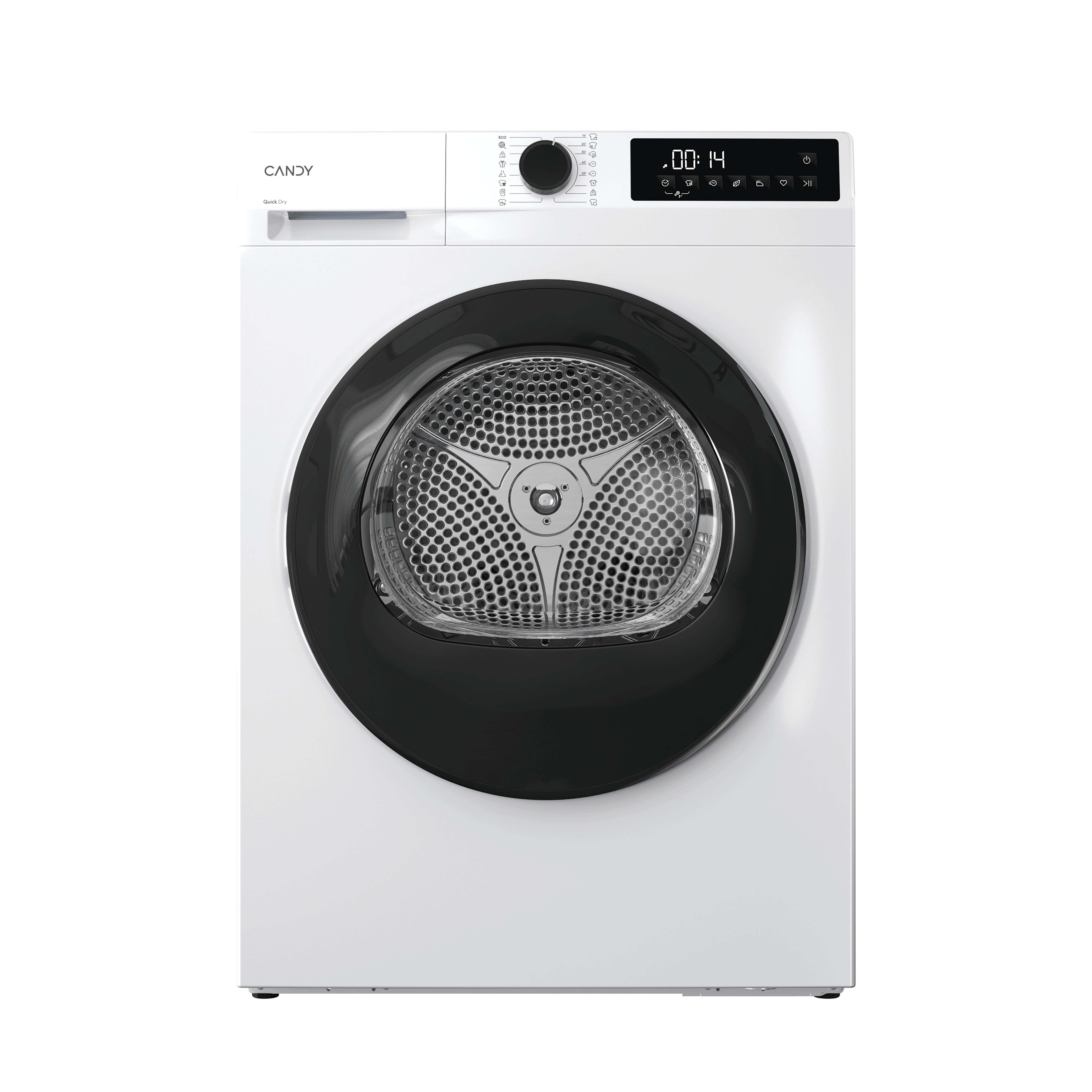 Secadora bomba de calor - Candy GD 9N2B-S, 9 kg, 16 Programas, Carga Frontal, Función Anti-Arrugas, Blanco