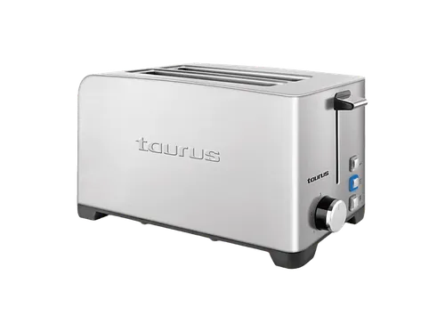 Tostadora - Taurus MyToast Legend Duplo, 1400W, 2 Ranuras extra largas, 3 Funciones: descongelar, recalentar y cancelar, Inox