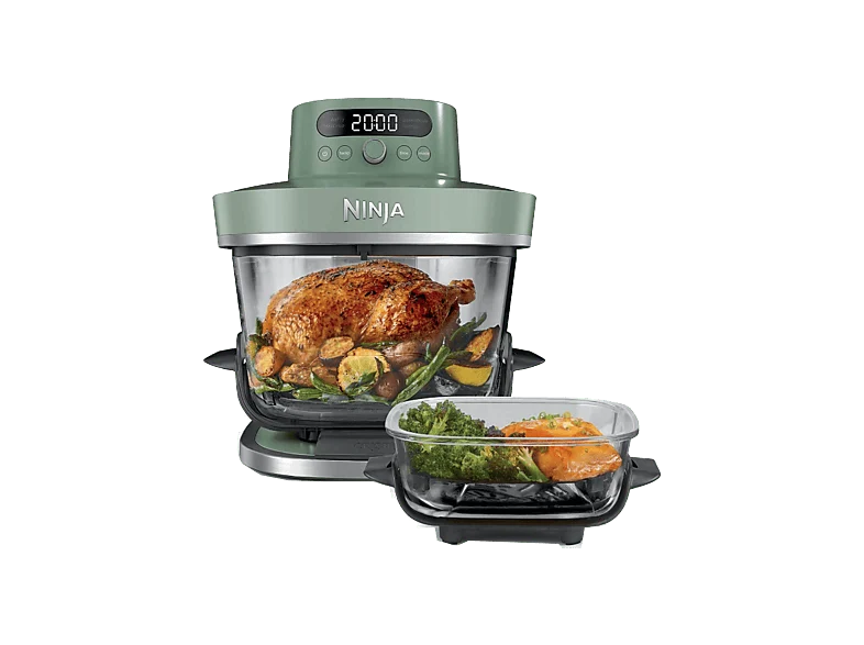 Freidora de aire - Ninja CRISPi PRO, 5.7 l, 2050 W, 230 °C, 7 Programas, 2 Recipientes Vídrio: 5..7L y 2.3L, sin PFAS, Verde