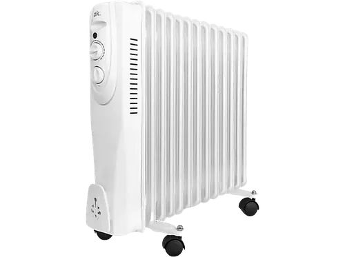 Radiador de aceite - ok. Oro 4413 ES, 2500 W, 3 niveles, 13 elementos, Termostato ajustable, Ruedas incorporadas, Blanco