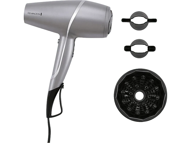 Secador - Remington PROluxe You Adaptive Hairdryer AC9800, 2400 W, 3 temperaturas, 2 velocidades, Gris
