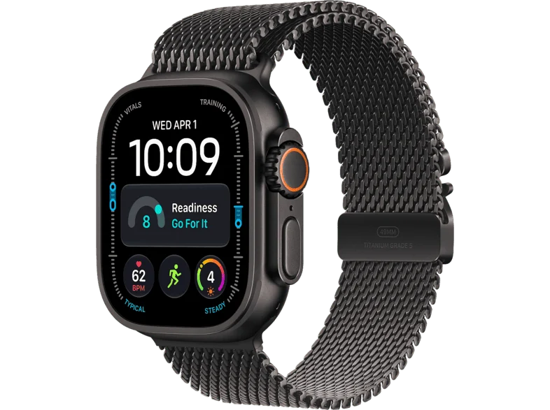 Apple Watch Ultra 4 GPS + Cellular 49mm Black Titanium Case with Black Titanium Milanese Loop - M