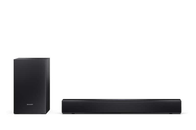Barra de sonido - Sharp HT-SBW121, Bluetooth, Inalámbrico, 80 W, 2.1, Subwoofer inalámbrico, Roku TV Ready™, Negro