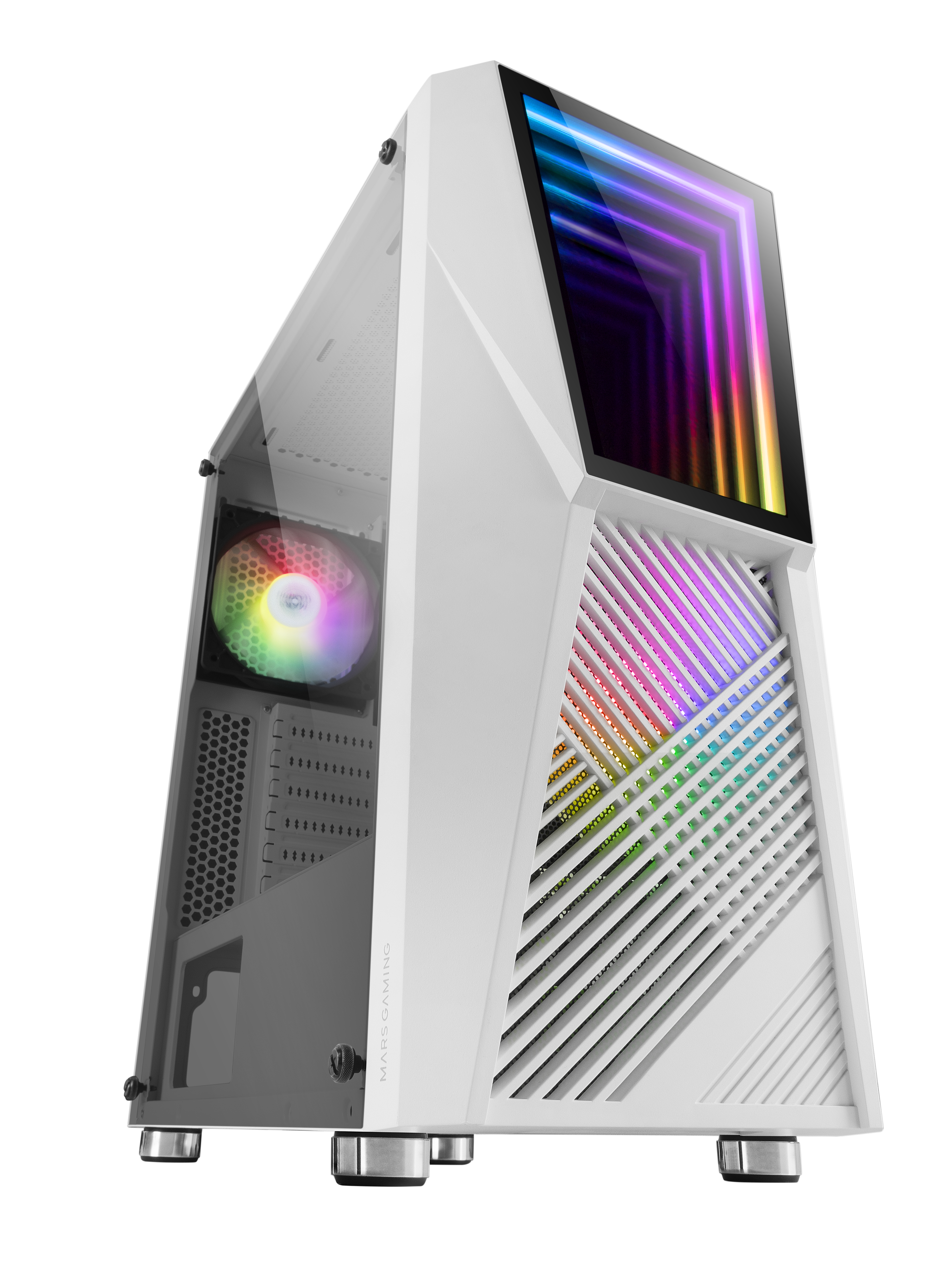 Caja MARS GAMING MC777, Caja de ordenador ATX, Iluminación ARGB, BlancoRGB Blanco