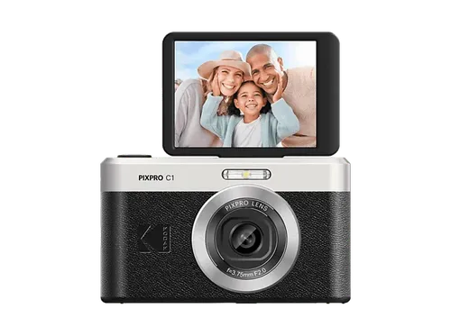 Cámara - Kodak Pixpro C1, 13 megapixel, 1920 x 1080 px, Sensor BSI CMOS, Zoom digital x4, Pantalla Giratoria LCD 2.8", Estabilizador Digital, Negro
