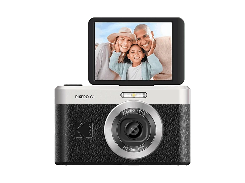 Cámara - Kodak Pixpro C1, 13 megapixel, 1920 x 1080 px, Sensor BSI CMOS, Zoom digital x4, Pantalla Giratoria LCD 2.8", Estabilizador Digital, Negro