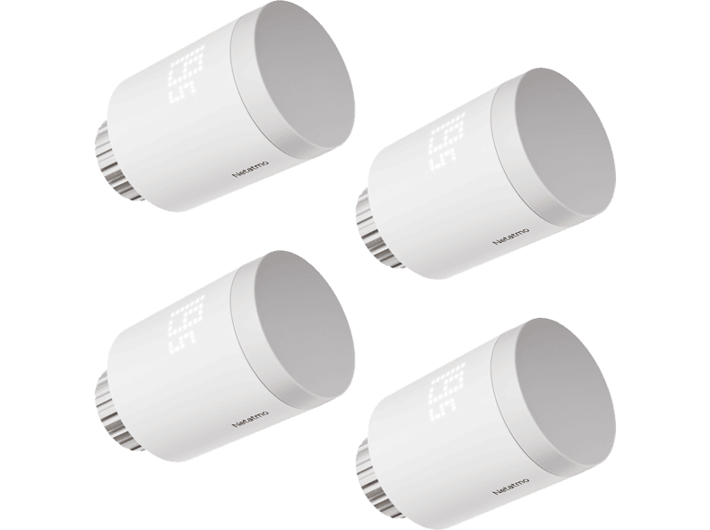 Válvula termostática - Netatmo NET0047, Pack 4, Compatibilidad con Matter, App Home + Control, Blanco