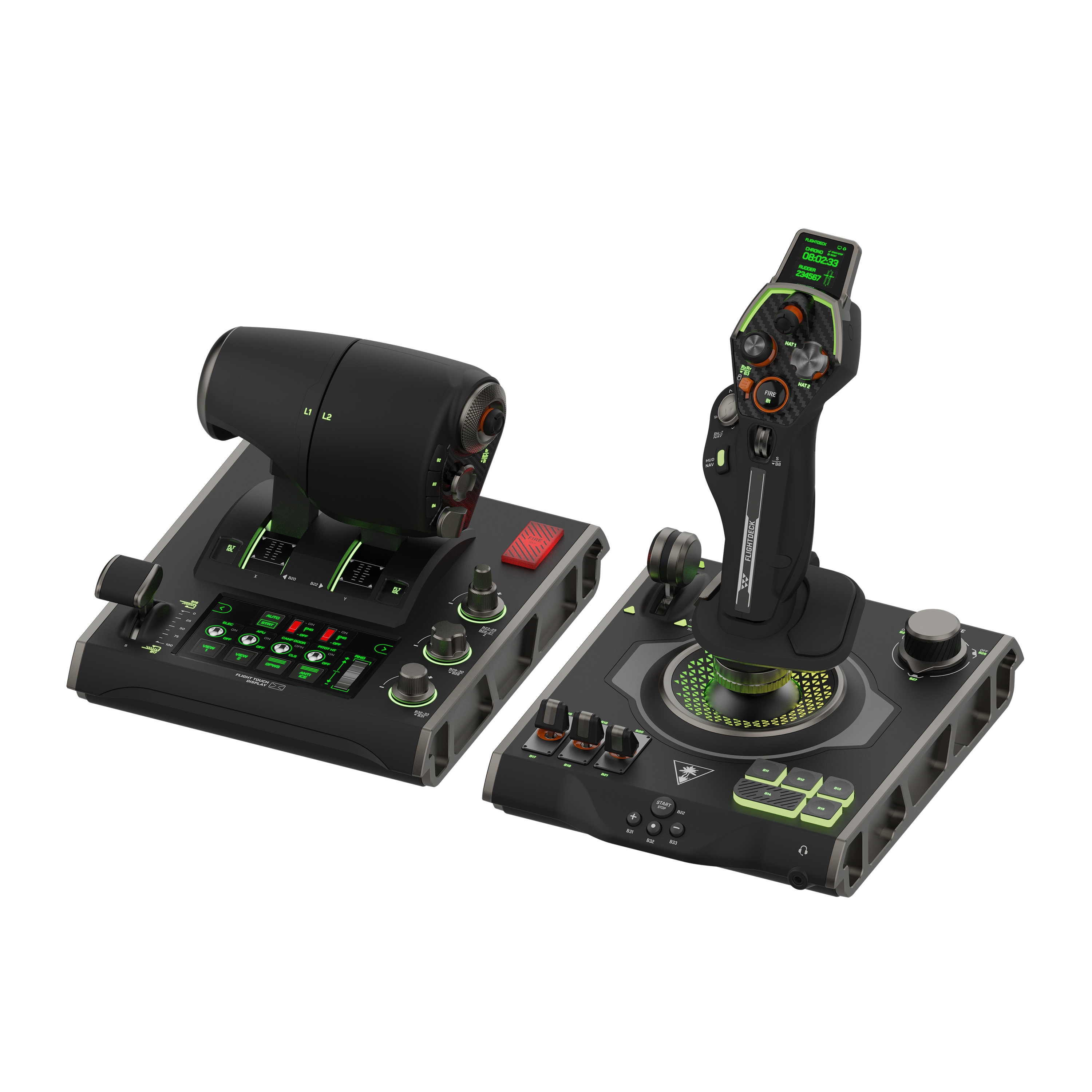 Simulador de vuelo - Turtle Beach VelocityOne Flightdeck, Flight Touch Display y HUD OLED, Personalización extrema controles, Negro