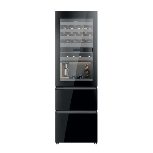 Vinoteca integrable - Haier In-Vista CSW9619ENGBW, Total No Frost, Duo Cooling, Air Flow Natural System, 40 botellas, Negro