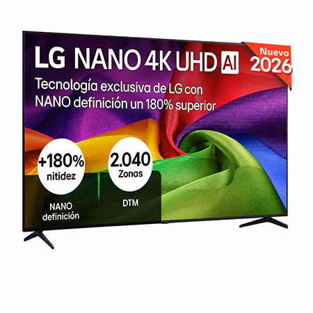 Smart TV LG NANO 4K UHD AI NU80 75 pulgadas 4K 2026 - 75NU80E0B3LA.OBSPTO