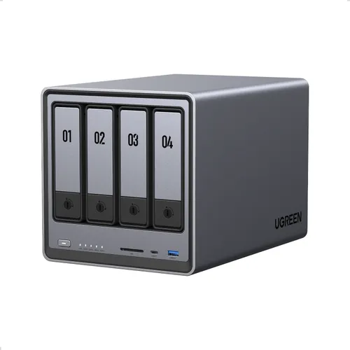 UGREEN - Sistema NAS de escritorio UGREEN DXP4800, Intel N100, 8GB, UGOS Pro, 4 bahías, negro.