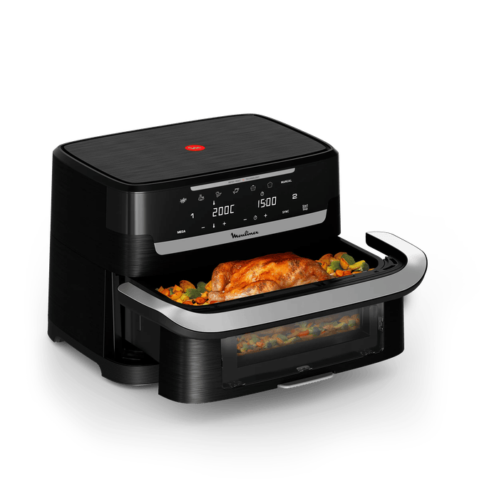 Moulinex Ever Fry Dual Flex Freidora de aire con separador FlexCook 9 L Tecnología por infrarrojos Sistema Genius 7 programas Hasta 8 personas Negro