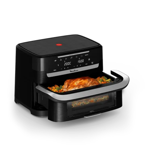Moulinex Ever Fry Dual Flex Freidora de aire con separador FlexCook 9 L Tecnología por infrarrojos Sistema Genius 7 programas Hasta 8 personas Negro
