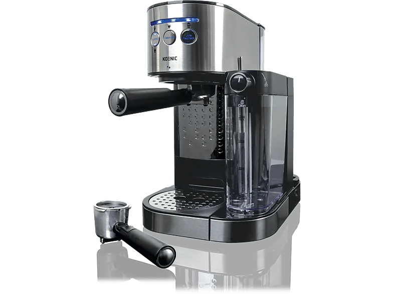 Cafetera express - KOENIC KEM 2024 M, 20 bar, 1470 W, Función 2 Tazas, Depósito de leche 700ml, Inox