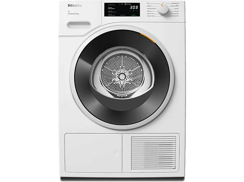 Secadora bomba de calor - Miele TWC640WP, 8 kg, 10 Programas, Iluminación LED, A+++, Blanco Loto