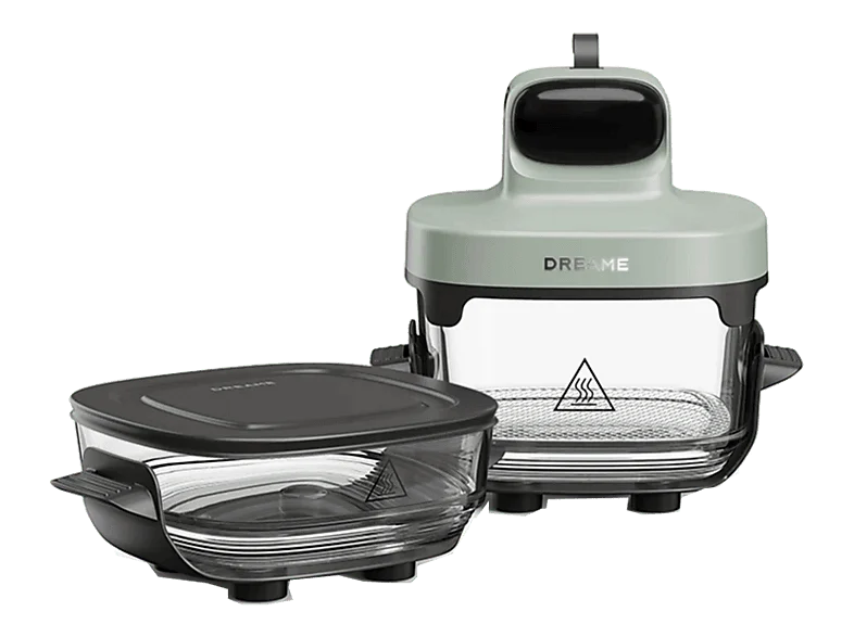 Freidora de aire - Dreame Tasti™, Capacidad 2.5L y 4.5L, 1500 W, 60–200°C, 5 Programas, Vidrio, Pantalla digital LED, Verde
