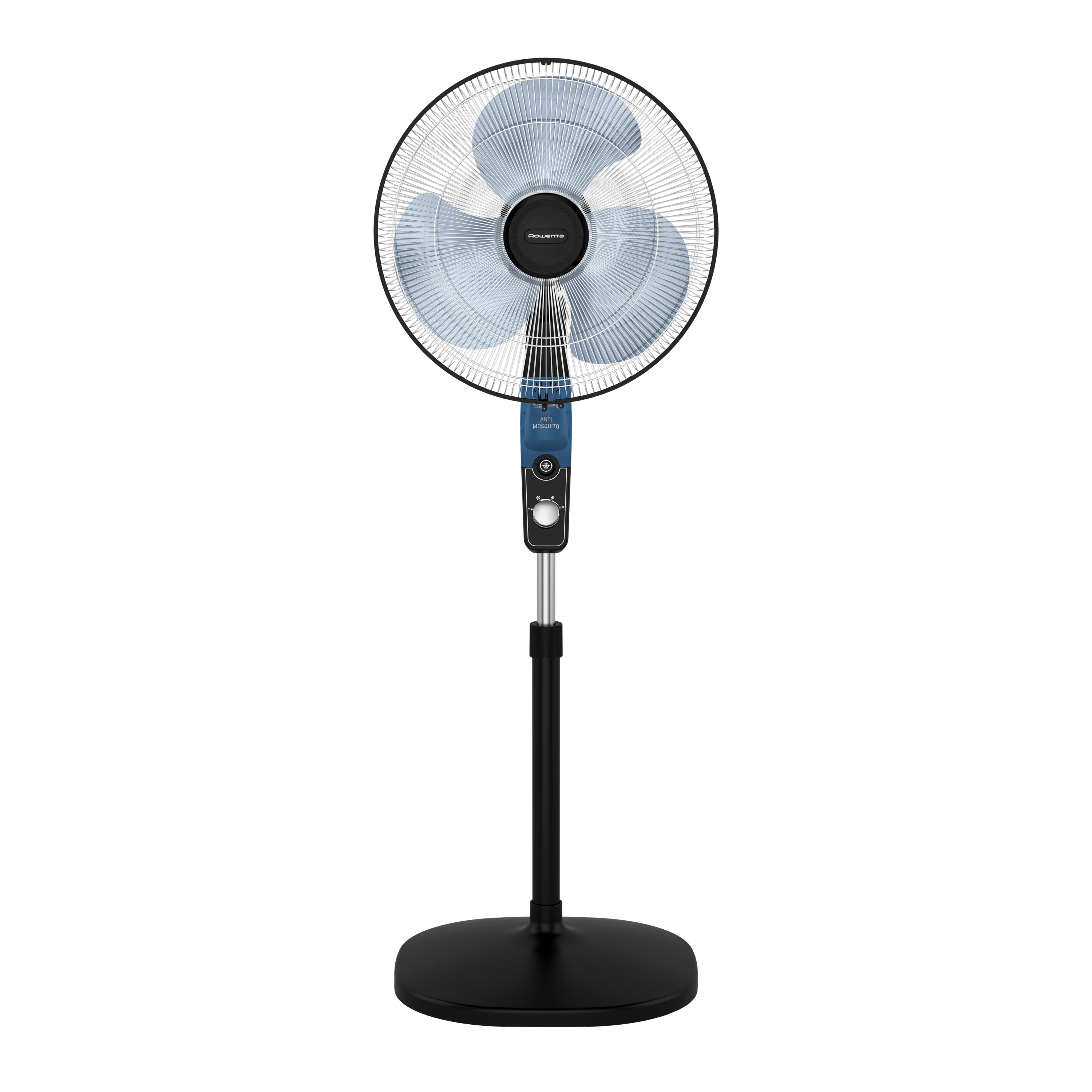 Ventilador de pie - Rowenta VU4420F2, 60 W, 1.3 m, 55 m³/min, 54 dB, 3 Velocidades, Función Antimosquitos, Silencioso, Negro