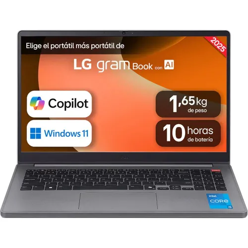 LG - Portátil LG gram book 15U50T-G.AA56B, Intel Core i5-1334U, 16GB, 512GB SSD, 15,6", W11.