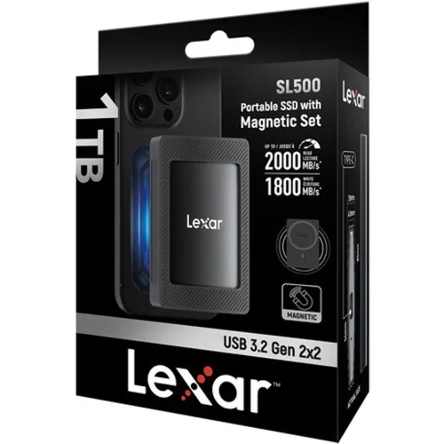 SSD Externo Lexar SL500 Set Magnético 1TB IP54 USB-C 3.2 Gen 2x2 Negro