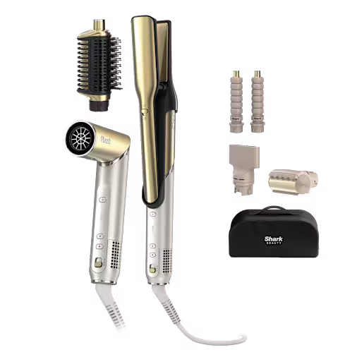 Moldeador, secador y plancha Shark Glam antifrizz (Set 5 cabezales) en Dorado | HD6051SEU | de SharkNinja