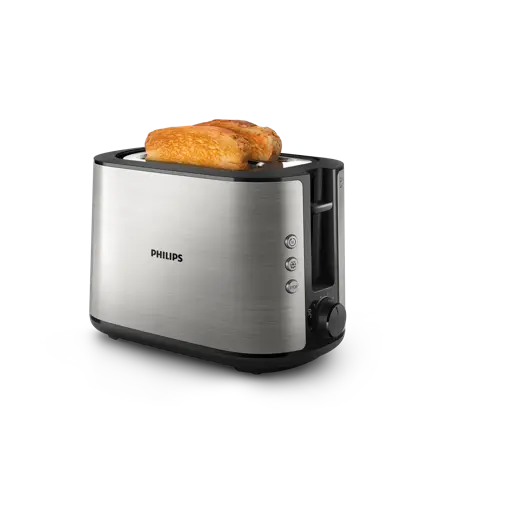 Philips Viva Collection Tostadora: 2 rebanadas, ranura ancha, metal HD2650/90