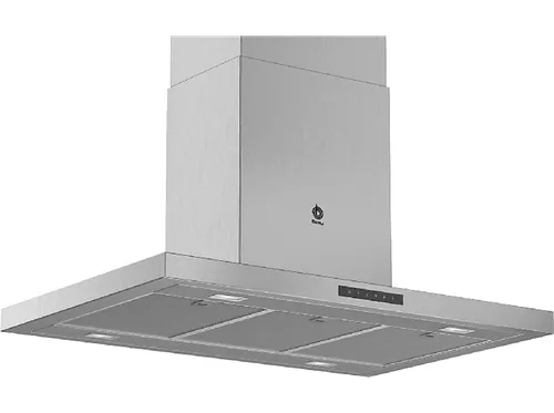 Campana de isla - Balay 3BI997GX, 4 velocidades, 754 m³/h, Control táctil, Recirculación aire, 90 cm, Inox