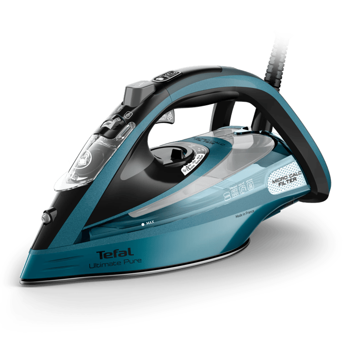 Tefal Ultimate Pure de Tefal, plancha de vapor, 3200 W, salida de vapor continua de 60 g/min y un golpe de vapor de 300 g/min, suela Autoclean, apagado automático, antigoteo