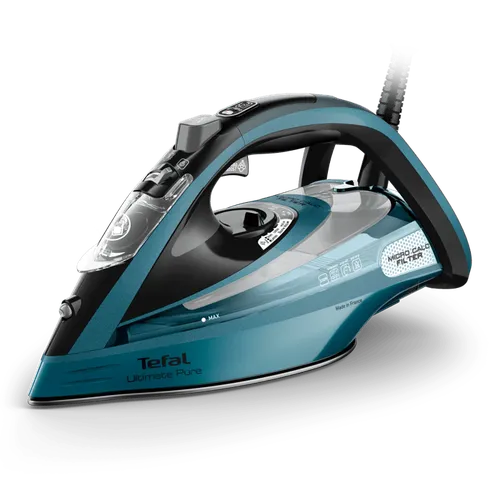 Tefal Ultimate Pure de Tefal, plancha de vapor, 3200 W, salida de vapor continua de 60 g/min y un golpe de vapor de 300 g/min, suela Autoclean, apagado automático, antigoteo