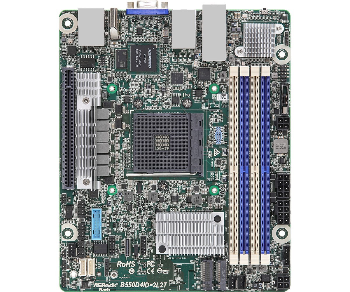 ASRock B550D4ID-2L2T, 1xSKT AM4, AMD Ryzen 5000, B550 B550D4ID-2L2T