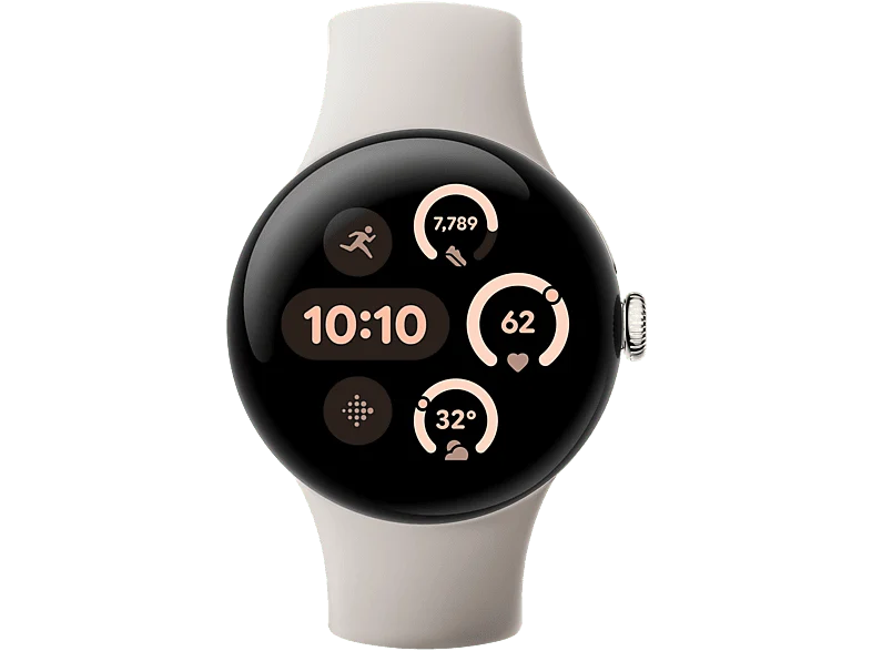 Smartwatch - Google Pixel Watch 3, AMOLED, 41 mm, S-L, Aluminio 100% reciclado, Porcelana