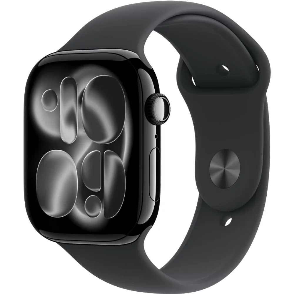 Apple Watch Series 11 GPS + Cellular 46mm Jet Black Aluminium Case with Black Sport Band - M/L