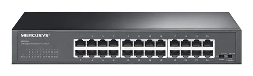 SWITCH NO GESTIONABLE MERCUSYS MS124GS 24P 24xRJ45 1Gbps CARCASA METALICA ENRACKABLE
