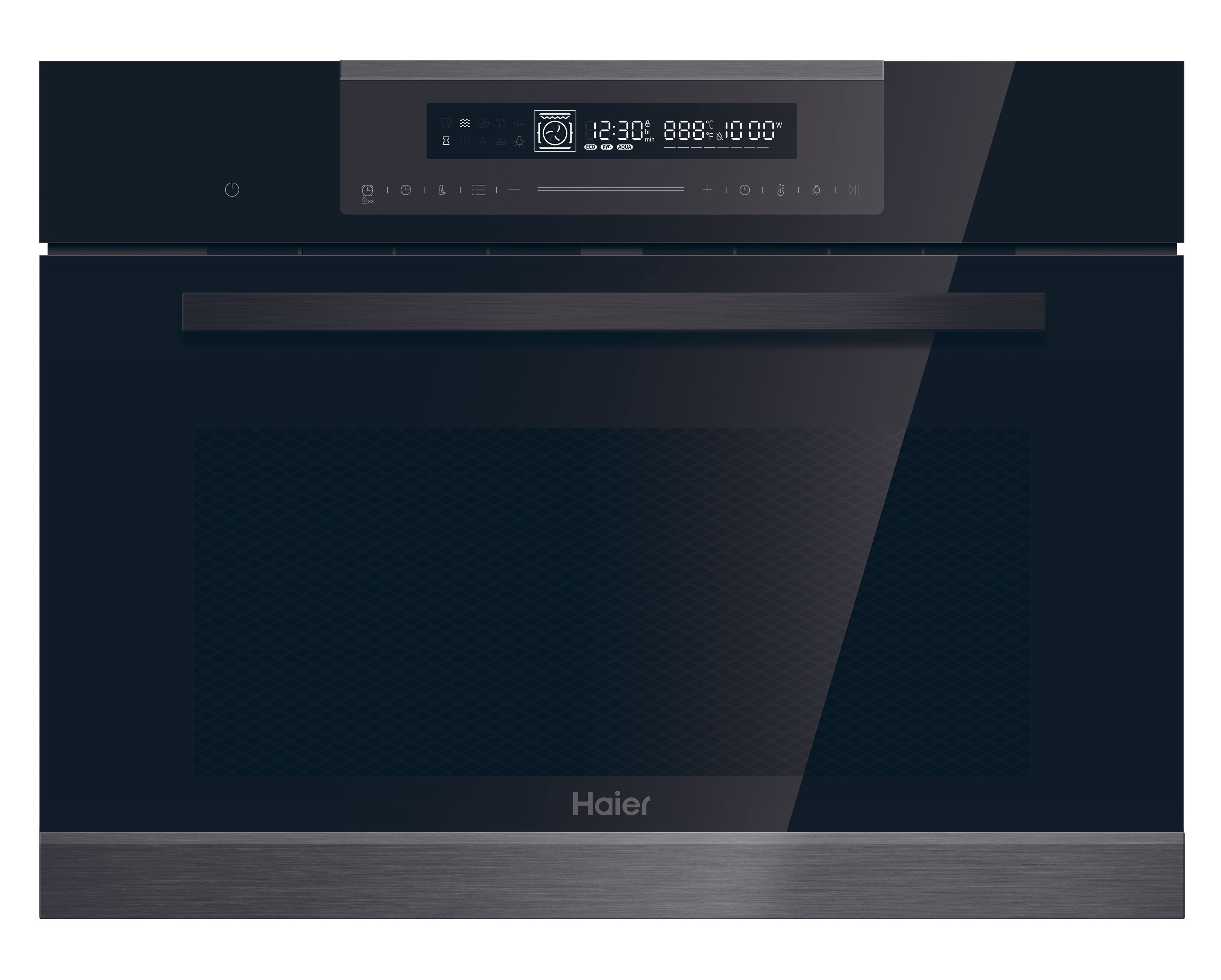 Horno compacto - Haier Full Touch Series 4 HWO45CO4P7B, Multifunción, Pirolítico y por agua, 50 l, Función Pizza, 13 funciones, 60 cm, Negro