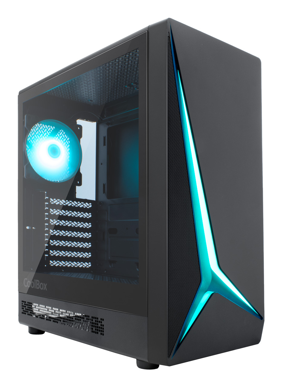 CAJA SEMITORRE/ATX COOLBOX GM450 STARLIGHT S/FUENTE USB3.0 NEGRA A-RGB C/VENTANA
