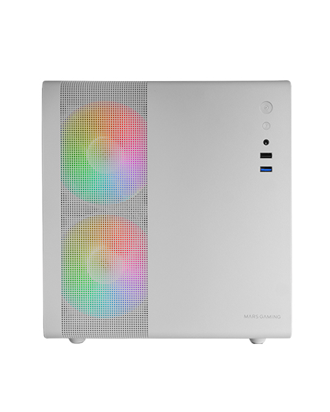 CAJA COMPACTA MICROATX TACENS MARS GAMING MC400 WHITE FRONTAL MESH DISE??O CUBE 3xVENTILADORES 120