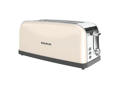 Tostadora - Taurus Vintage Cream Ver II, 1500 W, 2 Ranuras, Descongela y recalienta, 7 Niveles de tostado, Acero Inoxidable, Crema