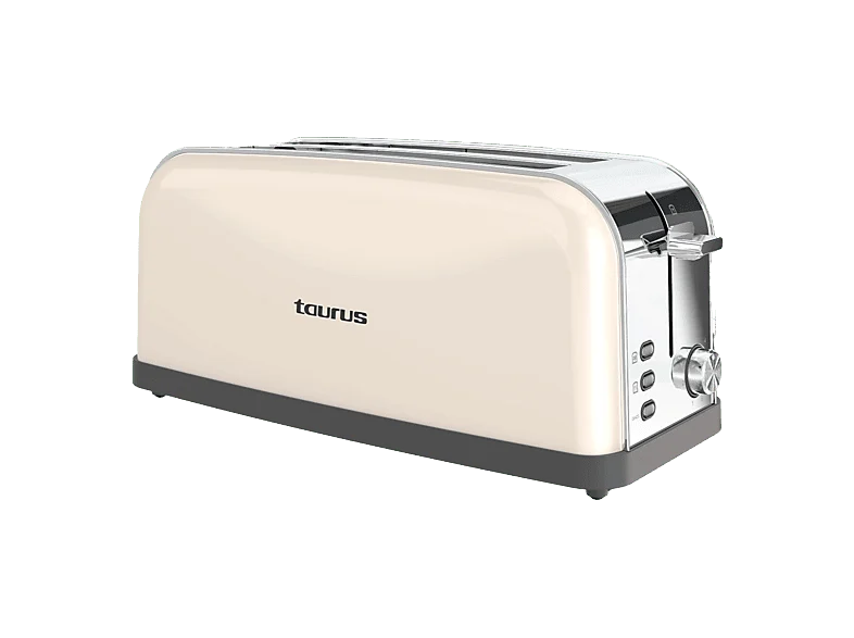 Tostadora - Taurus Vintage Cream Ver II, 1500 W, 2 Ranuras, Descongela y recalienta, 7 Niveles de tostado, Acero Inoxidable, Crema